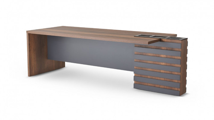 Bürotisch Braun Grau Zweifarbig Modern Design Arbeitszimmer Rechteckig