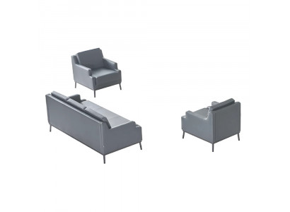 Arbeitszimmer-Set 3tlg 3-Sitzer mit 2x Sessel Dunkelgrau Modern Design