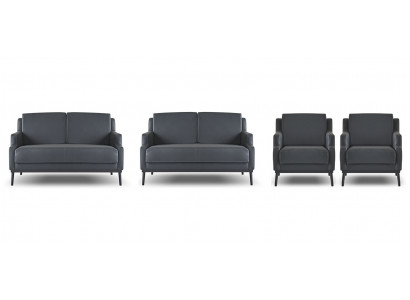 Arbeitszimmer-Set 4tlg 2x S-Sitzer 2x Sessel Dunkelgrau Einfarbig Modern