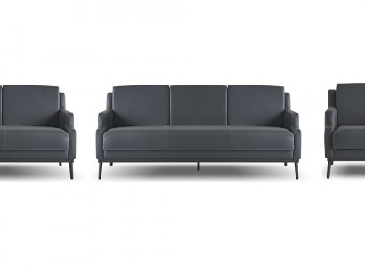 Arbeitszimmer-Set 4tlg 2x 3-Sitzer 2x Sessel Dunkelgrau Einfarbig Modern