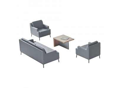 Arbeitszimmer-Set 4tlg 3-Sitzer 2x Sessel Couchtisch Dunkelgrau Braun