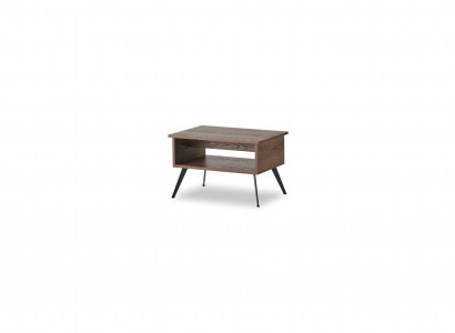 Couchtisch Braun mit Regal Rechteckig Form Einfarbig Stil Arbeitszimmer