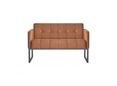 Sofa 2-Sitzer Braun Einfarbig Modern Design Arbeitszimmer Wohnzimmer