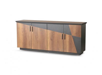 Sideboard Aktenschrank mit 4 Türen Braun / Grau Zweifarbig Modern Stil