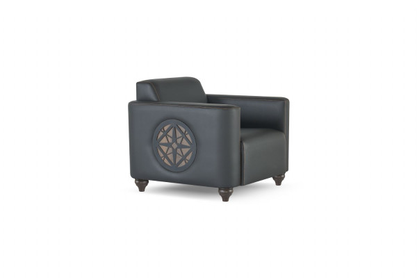 Arbeitszimmer-Set 2tlg 3-Sitzer Sessel Schwarz Einfarbig Modern Design