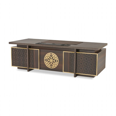 Arbeitszimmer Set 3tlg Bürotisch Sideboard Bücherregal Braun Einfarbig