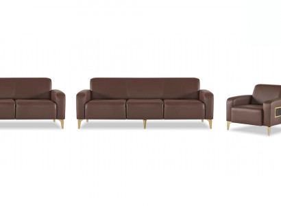 Edle Braune Arbeitszimmer Ledergarnitur Moderne Dreisitzer Sofas Sessel