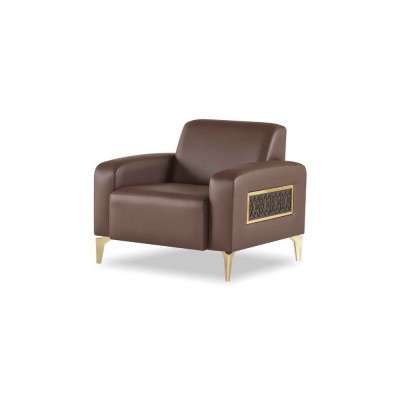 Arbeitszimmer-Set 4tlg 3-Sitzer 2x Sessel Couchtisch Braun Wohnzimmer