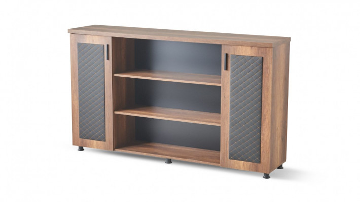 Arbeitszimmer-Set 2tlg Bürotisch Aktenschrank Braun Schwarz Zweifarbig