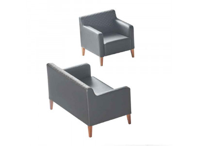 Arbeitszimmer-Set 2tlg Schwarz 2-Sitzer Sessel Einfarbig Wohnzimmer