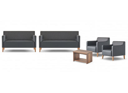 Arbeitszimmer-Set 5tlg Schwarz 3-Sitzer 2-Sitzer 2x Sessel Couchtisch