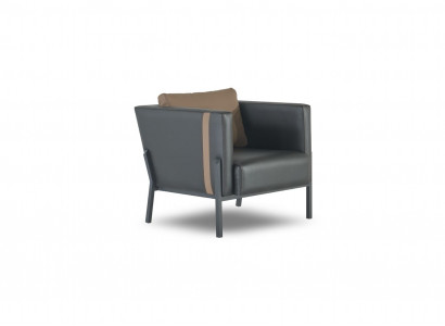 Schwarzer Ledersessel Arbeitszimmer Designer Einsitzer Leder Sitzmöbel