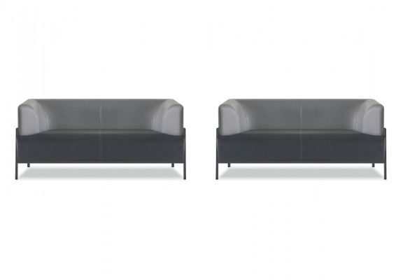 Ledersofa Schwarz Modern Sitzmöbel 4tlg Garmitur Edelstahl Büro Armlehnen