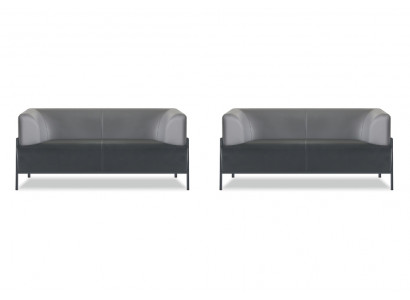 Ledersofa Schwarz Modern Sitzmöbel 4tlg Garmitur Edelstahl Büro Armlehnen
