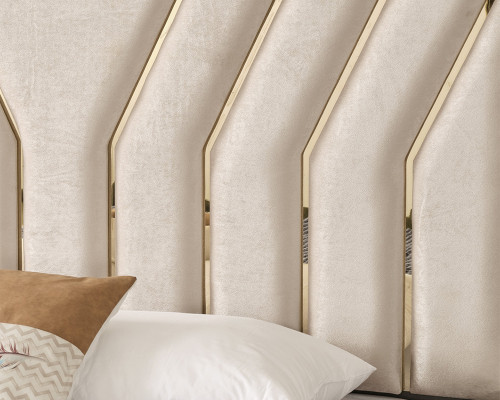 Beiges Schlafzimmer Bett Designer Doppelbett Luxuriöser Bettrahmen Bett