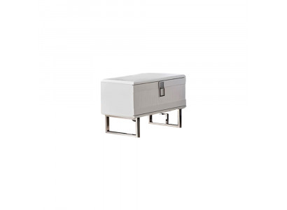 Weißer Edler Nachttisch Schlafzimmer Designer Nachtkästchen Holz Möbel