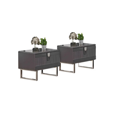 Moderne 2x Graue Nachttische Luxuriöse Schlafzimmer Holz Möbel 2tlg Set