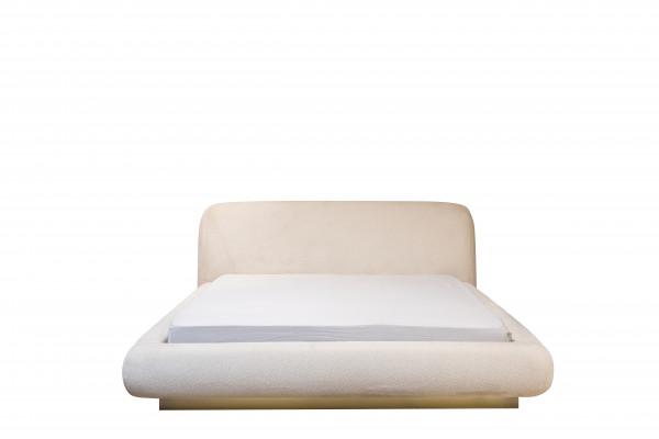 Modernes Weißes Polsterbett Textilbett Doppelbett Luxus Schlafzimmermöbel