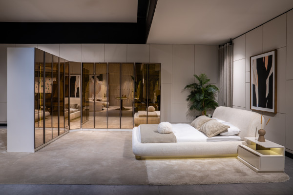Designer Weißer Kleiderschrank L-Form Schrank Luxuriöser Glasschrank