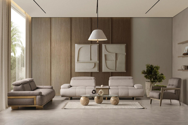 Moderne Hellgraue Wohnzimmer Garnitur Designer 2x Sofas Lehnsessel 3tlg