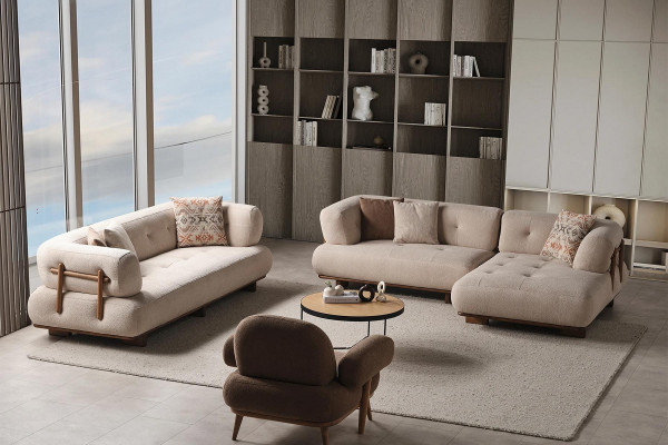 Stilvolle Sofagarnitur Wohnzimmermöbel Luxus Sofa L Form Sessel Couch