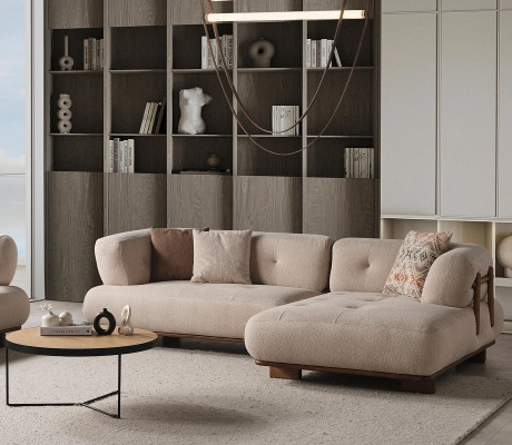 Moderne Beige L-Form Designer Couch Wohnzimmer Sitzsofa Edle Eckcouchen