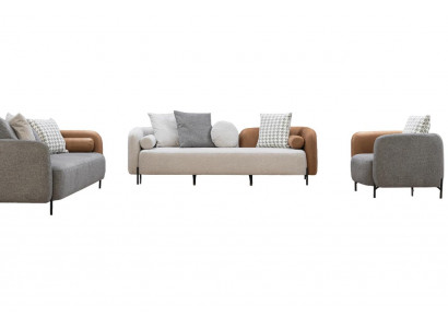Wohnzimmer Polstergarnitur Designer Bunte Sitzgarnitur Textilsessel 3tlg