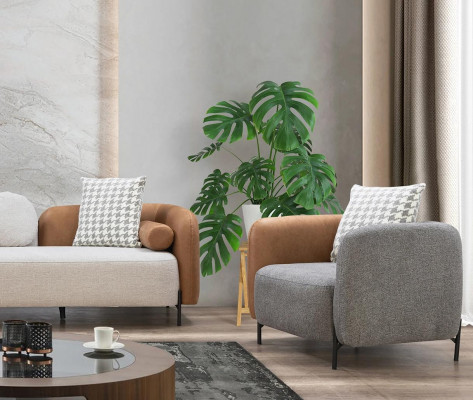 Zweifarbiger Sessel Designer Wohnzimmer Lehnsitzer Einsitzer Textilmöbel