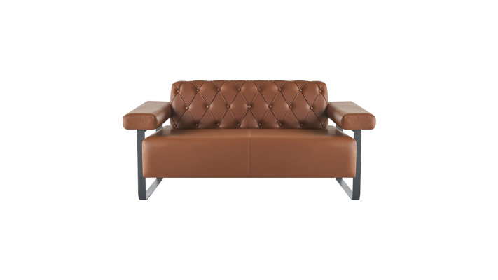 Braun Chesterfield Ledersofas Edelstahl Original Modern 2-Sitzer Knopf