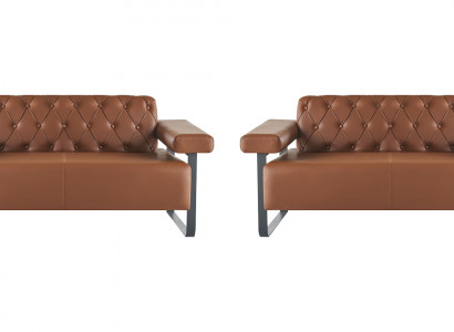 Braun Chesterfield Ledersofas Edelstahl Original Modern 2-Sitzer Knopf