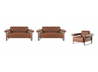 Ledersofas Chesterfield Original Knöpfe 2-Sitzer Sofas Sessel Modern