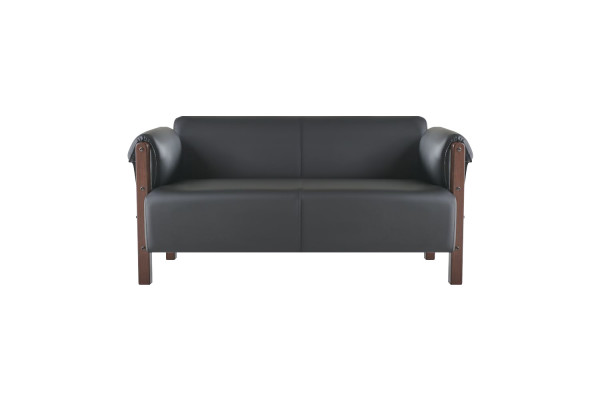 Sitzmöbel 3-Sitzer 2-Sitzer Schwarz Komplett Holz Ledersofas Sofa-Set