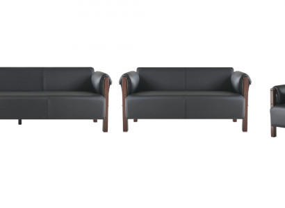 Sofagarnituren Sofa-Set Ledersofa 3-Sitzer 2-Sitzer Sessel Holz Couch
