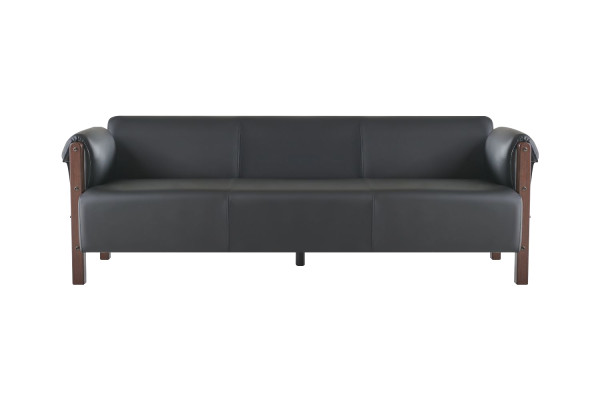 Sitzmöbel 3-Sitzer 2-Sitzer Couch Sofas Ledersofas Set Sessel Schwarz