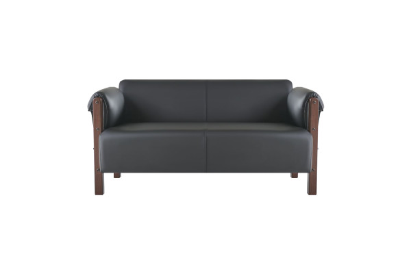 Sitzmöbel 3-Sitzer 2-Sitzer Couch Sofas Ledersofas Set Sessel Schwarz