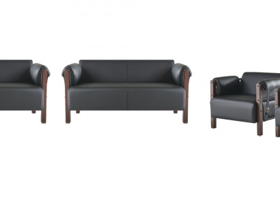 Ledersofas Couch 2-Sitzer Sofas Sofas Sessel Schwarz Modern Leder Holz