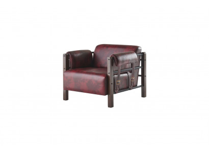 Ledersessel Sessel Bordeaux Lehnsessel Leder Holz Modern 1-Sitzer