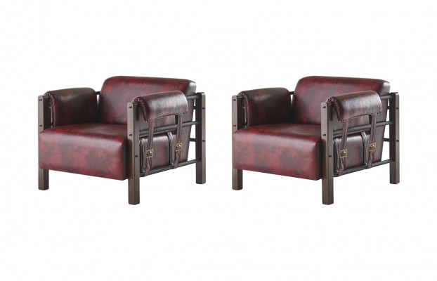Leder Sessel Bordeaux Ledersessel Modern 1-Sitzer Set Weiche Armlehnen