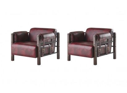 Leder Sessel Bordeaux Ledersessel Modern 1-Sitzer Set Weiche Armlehnen