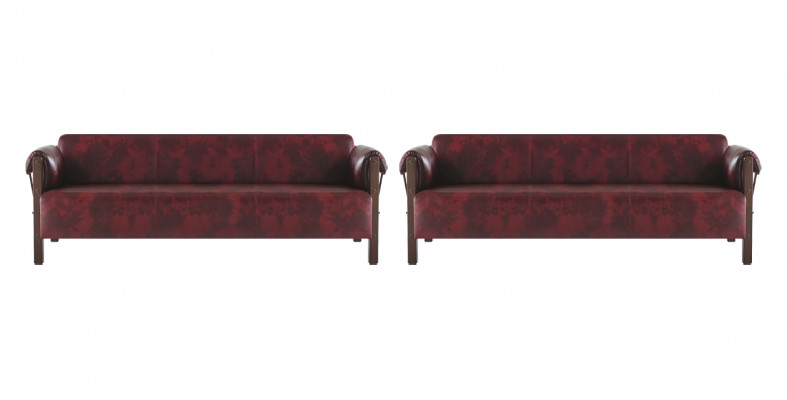 Sofas 3-Sitzer Ledersofas Set Bordeaux Modern Stil Couch Weiche Armlehnen