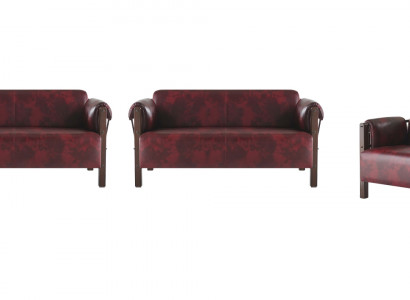Sofa-Set 2-Sitzer Sessel Ledersofas Komplett Leder Holz Modern Weiche