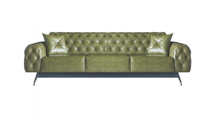 Chesterfield Polster 3-Sitzer 2-Sitzer Sessel Grün Set Klassisch Leder 4tlg.