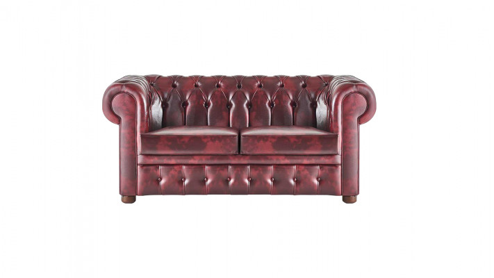 Ledersofas Chesterfield Sofas 2-Sitzer Sessel Bordeaux Klassisch Leder