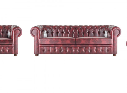 Sitzmöbel Set Bordeaux 3-Sitzer 2-Sitzer Sessel  Chesterfield Klassische Möbel