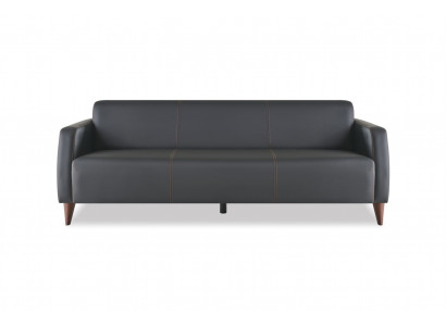 Ledersofa 3-Sitzer Sofa Schwarz Leder Holz Modern Vielseitig Weiche