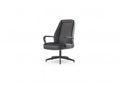 Bürostuhl Schwarz Chefsessel Arbeitszimmer Büro Modern Weiche Leder Holz