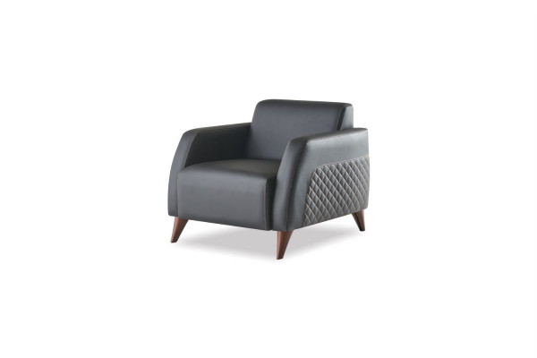 Leder Sessel Set Schwarz Lehnsessel Holz 1-Sitzer Modern Polster Weiche