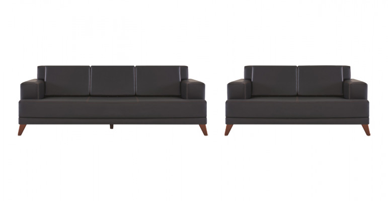 Modernnes Sofa-Set Ledersofas Schwarz 3-Sitzer 2-Sitzer Polster Kissen