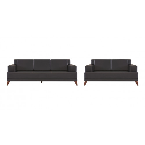 Modernnes Sofa-Set Ledersofas Schwarz 3-Sitzer 2-Sitzer Polster Kissen