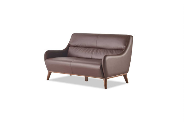 Sitzmöbel Komplett-Set 2-Sitzer Sessel Braun Leder Klassisch Leder Holz